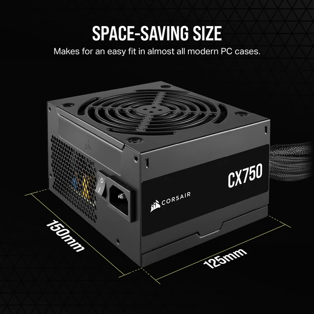 Alt view image 5 of 5 - CORSAIR CX750 80 Plus Bronze Non Modular Low-Noise ATX 750 Watt Power Supply - NA - Black