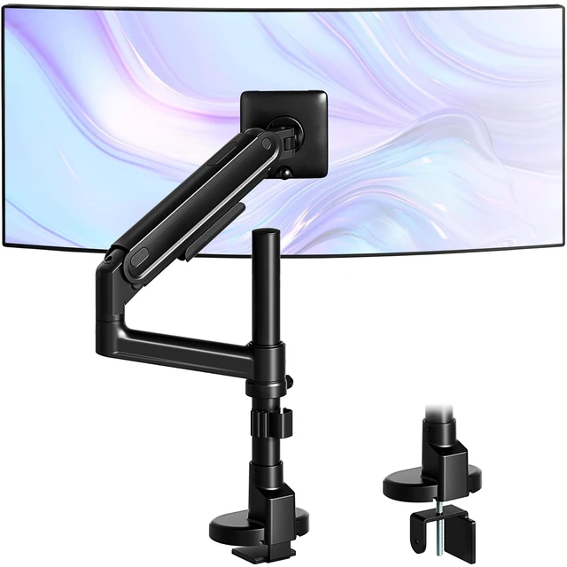 Main image of monTEK Tall Single Monitor Arm, 1740" Full Motion Height AdjustableBlack