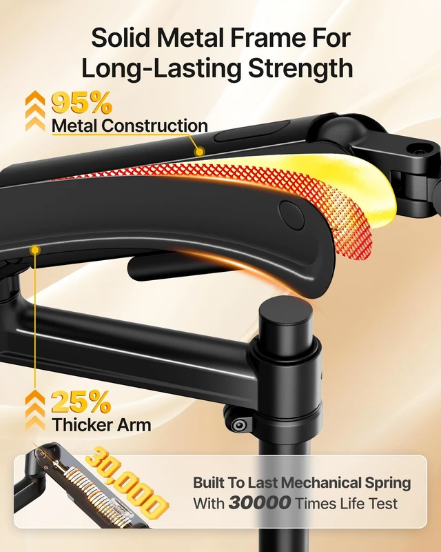 Alt view image 3 of 5 - monTEK Tall Single Monitor Arm, 1740" Full Motion Height AdjustableBlack