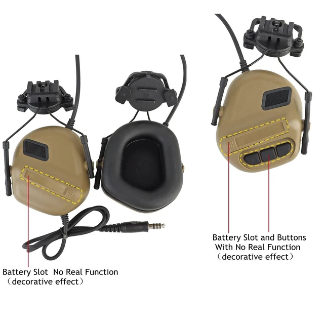 Alt view image 2 of 5 - JFFCESTORE Tactical Headset No Noise Reduction for Z.Tactical Series PTT(tan)