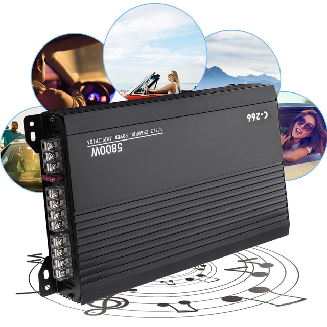 Alt view image 4 of 5 - DriSentri 5800W 4 Channel Car Amplifier Stereo Audio Super Bass Power Subwoofer Amp, Low Distortion High Power Amplifier
