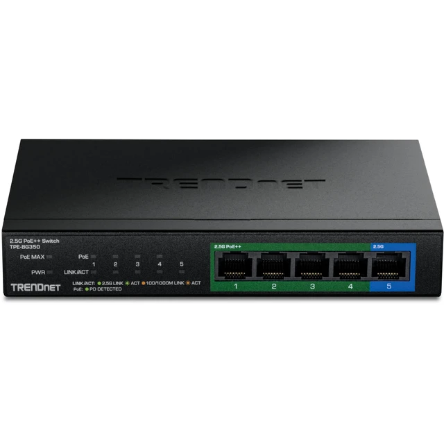 Alt view image 3 of 5 - TRENDnet 5-Port 2.5G PoE++ Switch, TPE-BG350