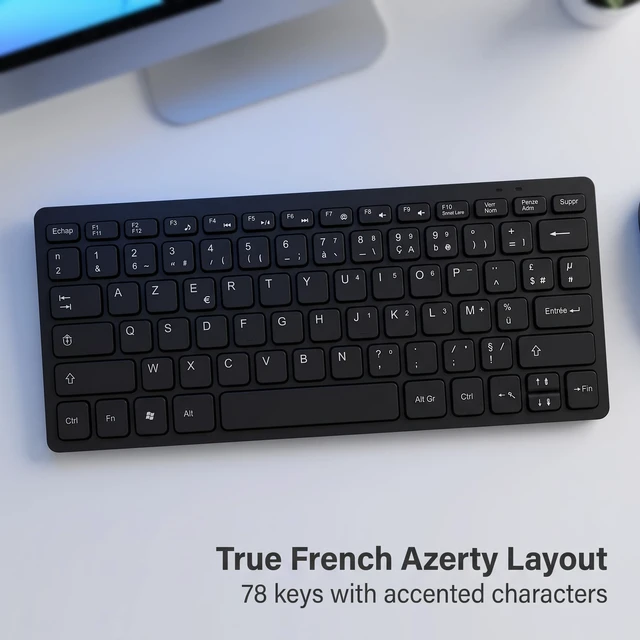 Alt view image 3 of 5 - Gugxiom French Azerty Wireless Keyboard & Mouse Combo, 2.4GHz Plug & Play