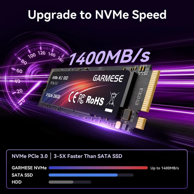 Alt view image 2 of 5 - GARMESE 256GB PCIe Gen3x4 NVMe M.2 2280 SSD, Up to 1400MB/s Read