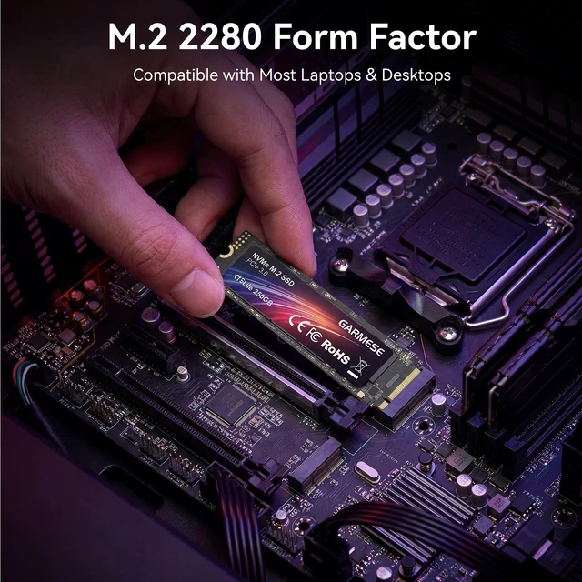 Alt view image 4 of 5 - GARMESE 256GB PCIe Gen3x4 NVMe M.2 2280 SSD, Up to 1400MB/s Read