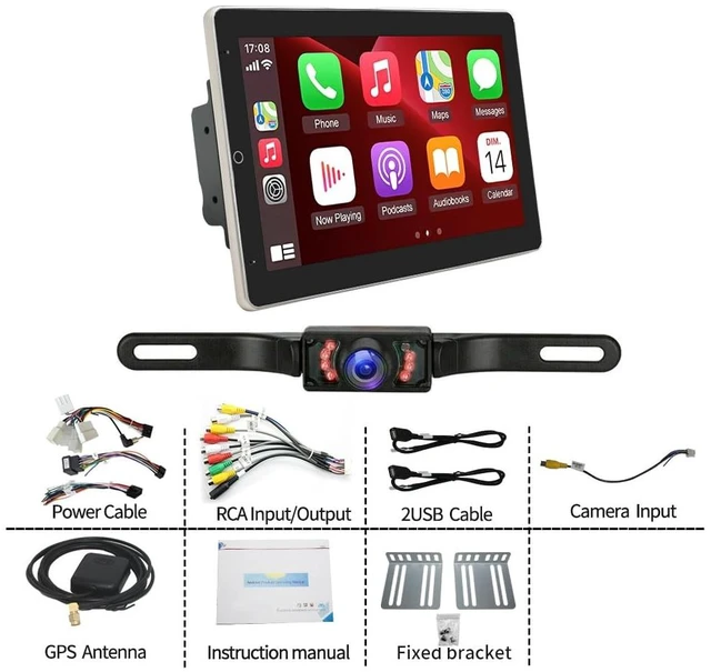 Alt view image 3 of 5 - 2+64G Double Din Car Radio for GMC Terrain 2010 2011 2012 2013-2017 with Wireless Carplay Android Auto, 10"Rotatable Touchscreen Car Stereo GPS Navigation Radio Bluetooth WiFi AHD Backup Camera