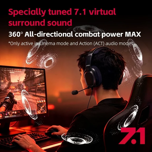 Alt view image 4 of 5 - FiiO FG3 Gaming Headset, Dual Dynamic Driver USB Headphones with Detachable ENC Microphone, Virtual 7.1 Surround Sound, Hi-Res DAC, DSP EQ, Compatible with PC, PS5, Xbox & Switch