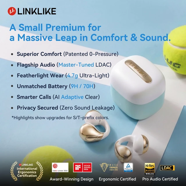 Alt view image 2 of 5 - Linklike C-Flow Open Ear Clip-on EarbudsAll-Conditions Wearable TechBlue