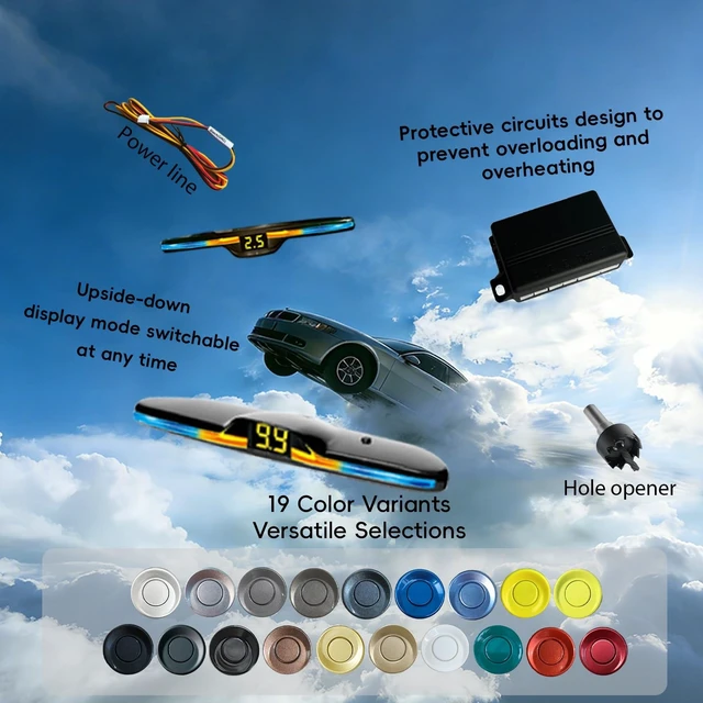 Alt view image 3 of 5 - SANDETOUN Parking Sensor kit New Feature Rear with Selectable Distance in Feet, Bidirectional Display Options, and Customizable Numeric Orientation and There are 20 Color Probes to Choose from(Black)