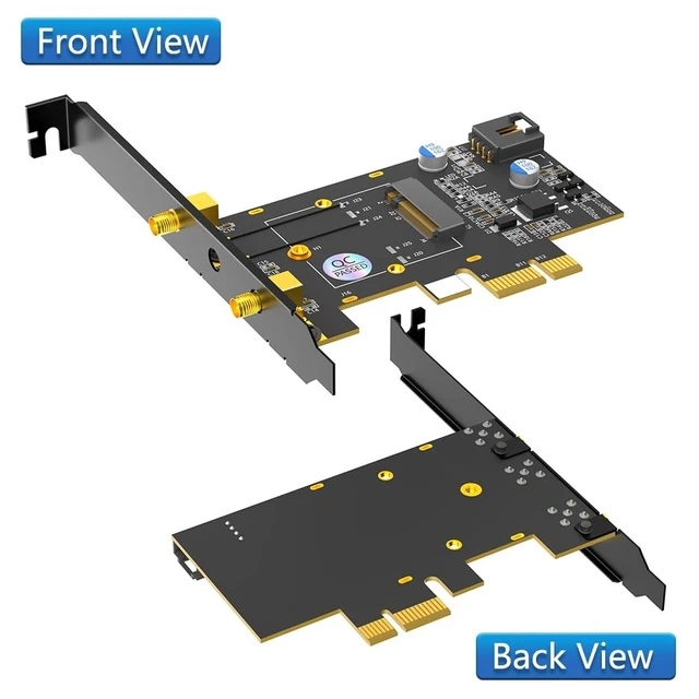 Alt view image 2 of 5 - Mustpoint PCIe X1 to M.2 WiFi Bluetooth Adapter with Heatsink - Supports A+E Key M.2 Modules, Dual-Band 2.4GHz/5GHz ^^ Desktop Wireless Upgrade Solution