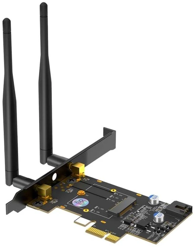 Main image of Mustpoint PCIe X1 to M.2 WiFi Bluetooth Adapter with Heatsink - Supports A+E Key M.2 Modules, Dual-Band 2.4GHz/5GHz ^^ Desktop Wireless Upgrade Solution