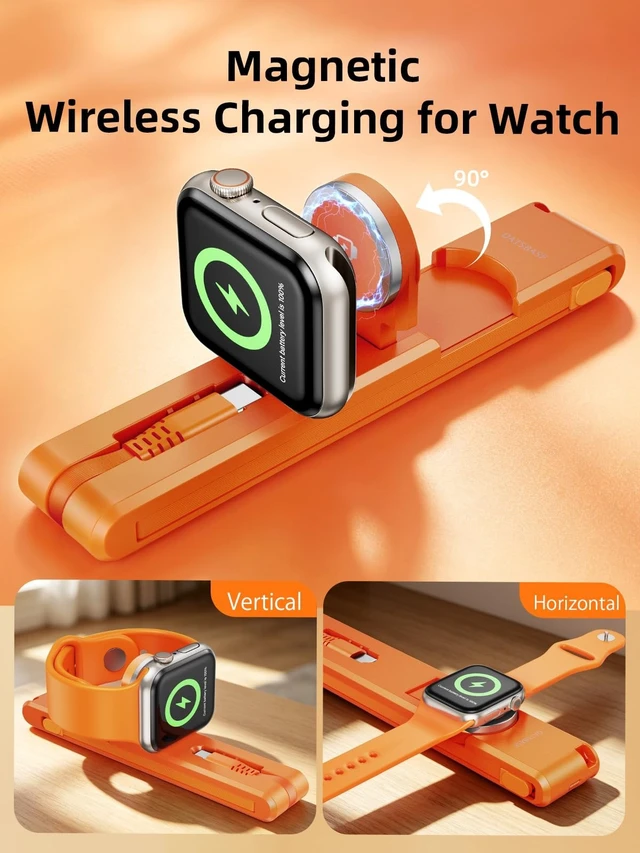 Alt view image 2 of 5 - Drayromn 3 in 1 Charging Cable for Travel Essentials, 60W USB C to Type C Cable with 12W Lightning & 5W Apple Watch Wireless Magnetic Charger,Portable Fast Charging Cord for iPhone 17 Samsu