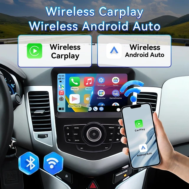 Alt view image 5 of 5 - Android 14 Car Radio Stereo Compatible with Chevrolet Cruze 2009-2014, 8" OEM Style Touch Screen Wireless CarPlay & Android Auto GPS Navigation FM Radio Upgrade Bluetooth HD Backup Camera 2GB+6