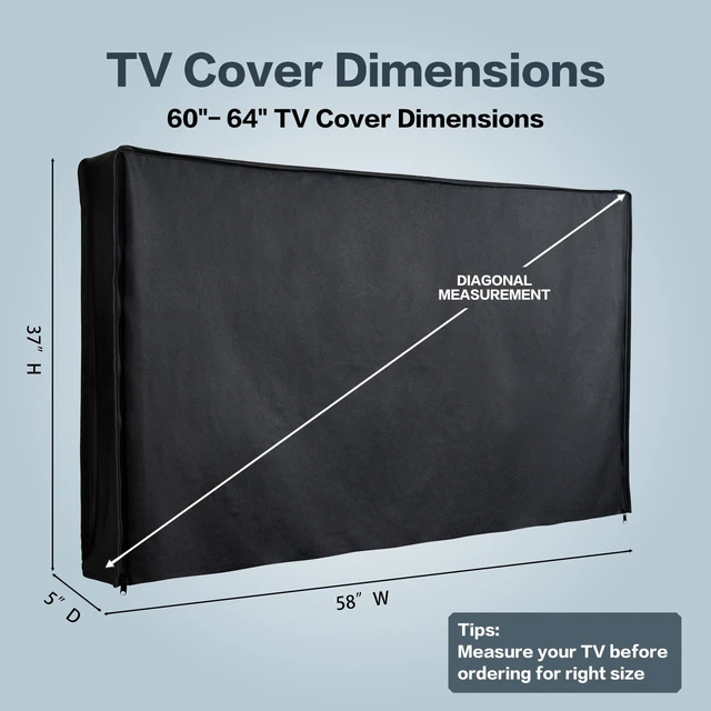 Alt view image 2 of 5 - Leather Outdoor Vinyl Fabric, Marine Faux Leather Waterproof & Weatherproof TV Cover with Roll Up Front, Zipper Closure & Remote Control Pocket, American Flag (Black Leather, TV 60-64")