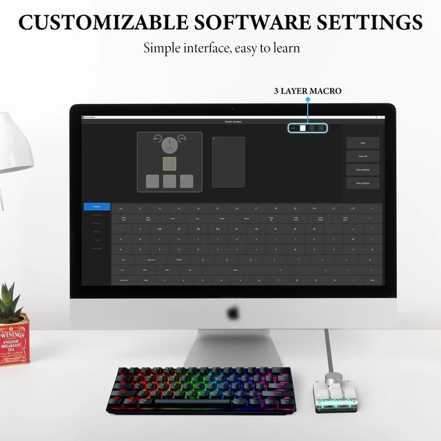 Alt view image 5 of 5 - GEEKRIA USB Mini 4-Key + Knob One-Handed Mechanical Gaming Keyboard, Customizable 3-Layer Macro Function OSU Micro Keyboard RGB Silent Red Switches for Windows XP/7/8/10/11 and Mac OS