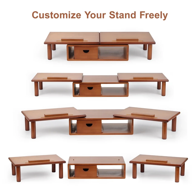 Alt view image 2 of 5 - ROCDEER Dual Monitor Stand Riser with Drawer for Desk Laptop