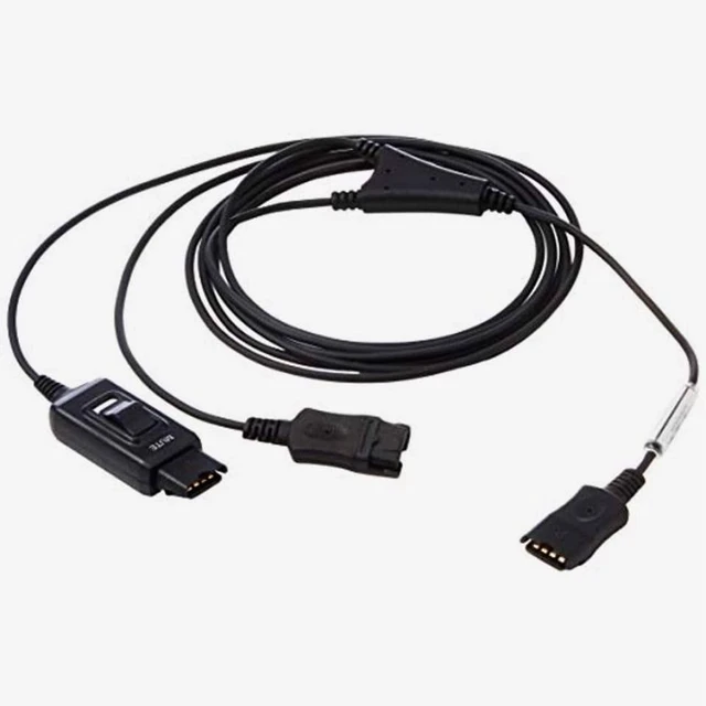 Main image of Global Teck Quick-Disconnect Inline Mute Adapter Cord for Plantronics-Style Headsets, Works with Poly H/HW, AddaSound and VXI-P Wired Headsets, 1-Pack