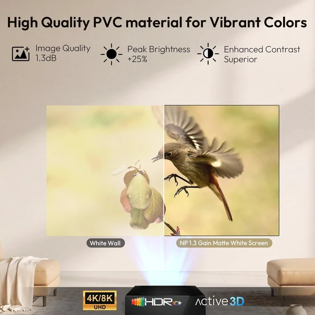 Alt view image 2 of 5 - NothingProjector Fixed Frame Screen, Matte White 120 inch, 1.3 Gain