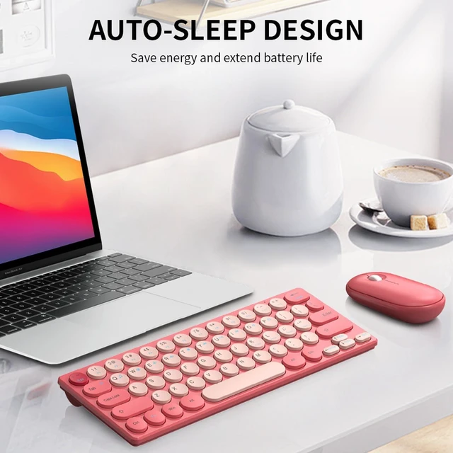 Alt view image 2 of 5 - Sanpyl Wireless Keyboard Mouse Combo, 64 Keys Retro Keycaps