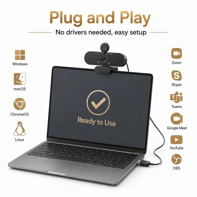 Alt view image 5 of 5 - Zoall 1080P Webcam for PC