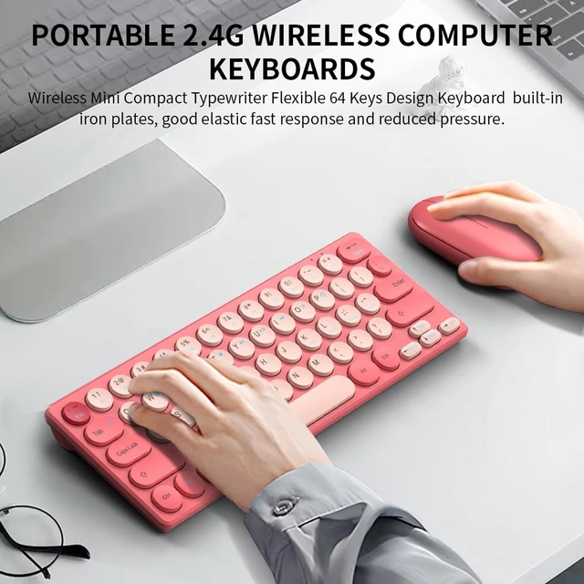 Alt view image 5 of 5 - Sanpyl Wireless Keyboard Mouse Combo, 64 Keys Retro Keycaps