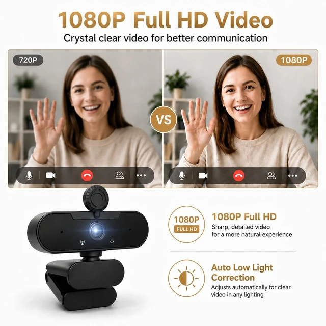 Alt view image 2 of 5 - Zoall 1080P Webcam for PC