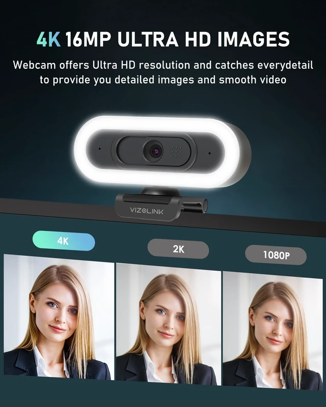 Alt view image 3 of 5 - VIZOLINK 1080P Webcam with Built-in Microphone, W2N Web Cam, Privacy Cover, 75 FOV, Noise Cancellation, Plug & Play Web Camera for Computer, USB Webcam for Pc, Laptop, Desktop, Mac