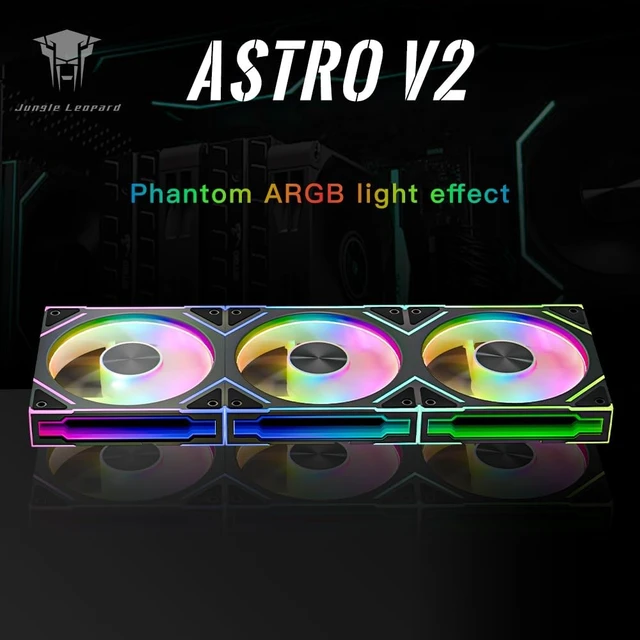 Alt view image 2 of 5 - Jungle Leopard Star Stone V2 3IN1 ARGB Computer Reverse Blade Case Fans,Double Sided Infinity Mirror Design Cooling Fan, 120mm CPU Fan PWM 1850RPM 58.36CFM 2.07MMH20 HDB Fans(Black Forward-3Pack)