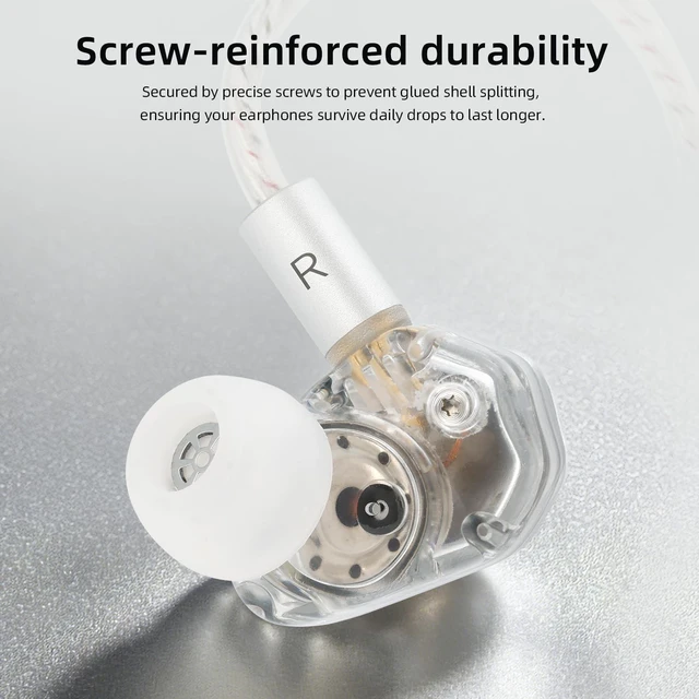 Alt view image 5 of 5 - Kefine Loric IEMs, PU+ Titanium Diaphragm Drive in-Ear Monitors, Dual-Magnet & Dual-Chamber Driver, Ultralight Zinc Alloy Wired Earbuds, Detachable 160-Core Silver-Plated Cable(Silver, 3.5mm)