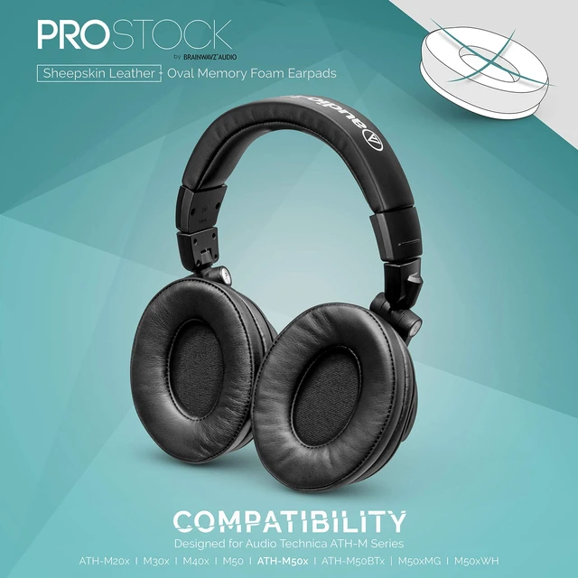 Alt view image 5 of 5 - Brainwavz Sheepskin ProStock ATH M50X Upgraded Earpads, Improves Comfort & Style Without Changing The Sound - Custom Crafted Ear Pad Design for ATH-M50X M50BTX M20X M30X M40X Headphones, Black
