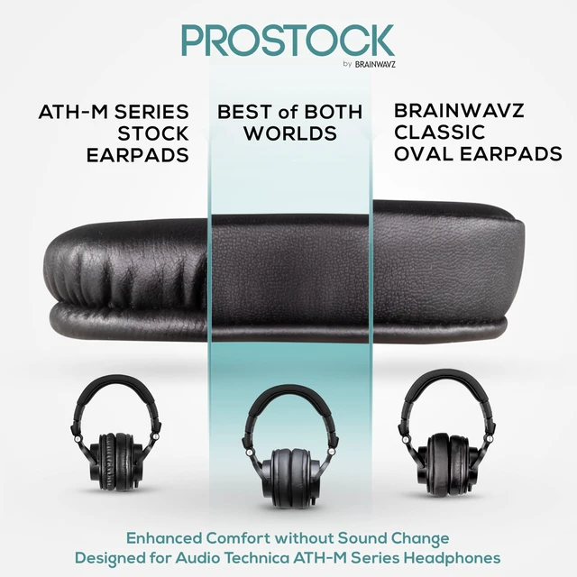 Alt view image 2 of 5 - Brainwavz Sheepskin ProStock ATH M50X Upgraded Earpads, Improves Comfort & Style Without Changing The Sound - Custom Crafted Ear Pad Design for ATH-M50X M50BTX M20X M30X M40X Headphones, Black