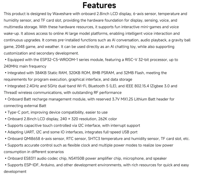 Alt view image 3 of 5 - ESP32-C5 2.8inch IPS Cap Touch Screen Development Board, 240 320 Pixels
