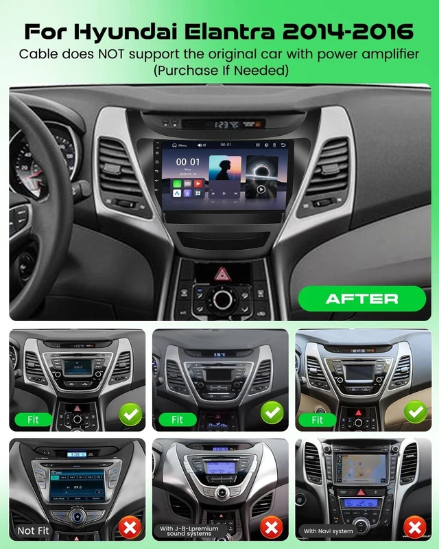 Alt view image 2 of 5 - 9'' Bluetooth 5.2 Car Stereo for Hyundai Elantra 2014-2016