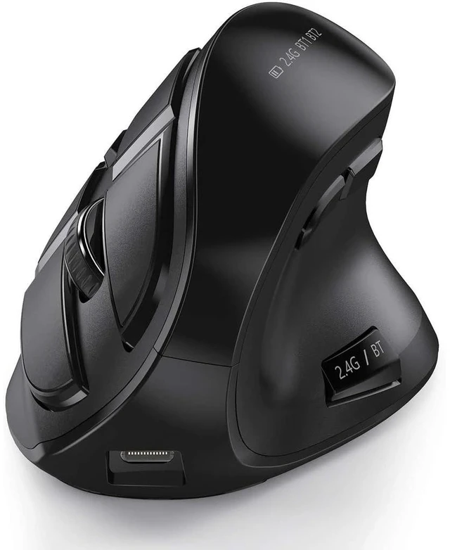 Main image of JOMAA Vertical Ergonomic Wireless Mouse, 2.4G and Bluetooth 5.0/3.0 Dual Mode, Silent, 3 Adjustable DPI Levels, Rechargeable, for Laptop/PC/Mac/iPad/Android