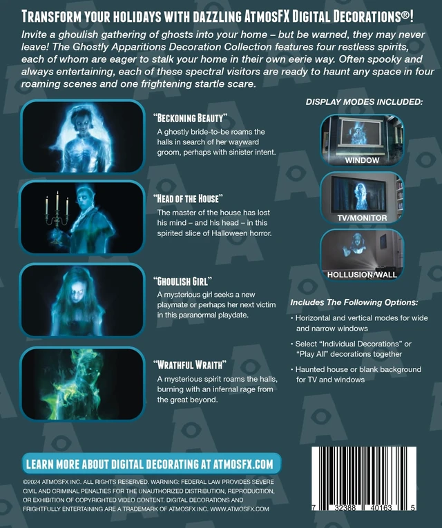 Alt view image 2 of 5 - AtmosFX Ghostly Apparitions Halloween Digital Decoration on USB