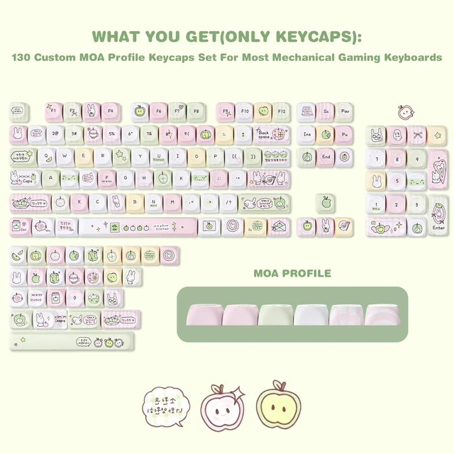 Alt view image 2 of 5 - KEYFLICK PBT Keycaps Pink White Fruit Bunny Cute Key Cap for Cherry MX
