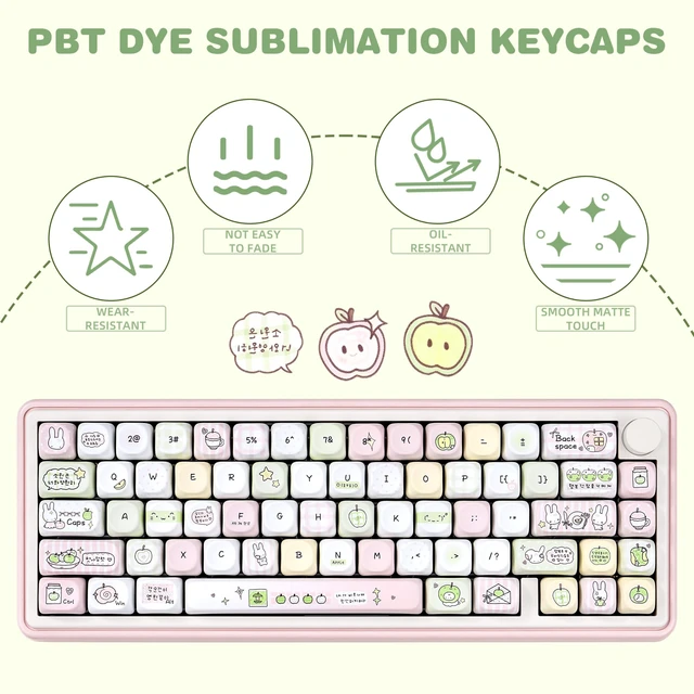 Alt view image 4 of 5 - KEYFLICK PBT Keycaps Pink White Fruit Bunny Cute Key Cap for Cherry MX