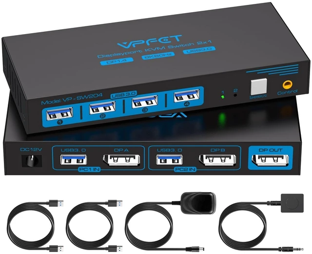 Main image of 8K@60Hz KVM Switch 1 Monitors 2 Computers Displayport 4K@120Hz