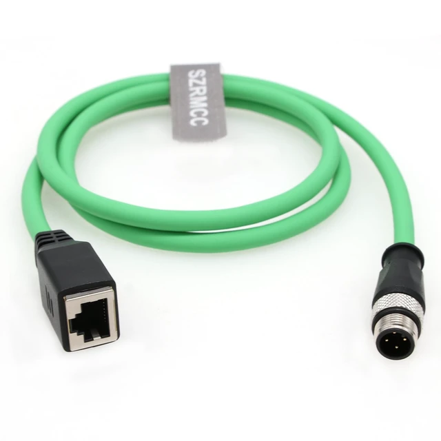 Alt view image 2 of 5 - SZRMCC M12 D-Code 4 Pin Male to RJ45 Female Connector EtherCAT Cable High Flex Cat6 Shielded Waterproof Network Cable for Industrial Camera Sensor Green (4pin Male, 1m)