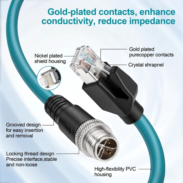 Alt view image 2 of 5 - SZRMCC M12 X-Coded to RJ45 Cat6 Cable for Cognex in-Sight 9000 8405 8402 3D L4000 DataMan Reader Basler ace 2 Blaze 111/101/102 Luxonis Triton Teledyne DALSA BOA GigE Vision (Blue,1M)