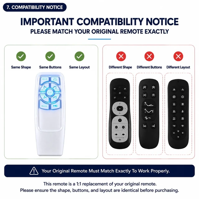Alt view image 4 of 5 - Replacement Remote Control for Richmat, Onebed, Mlily Adjustable Bed