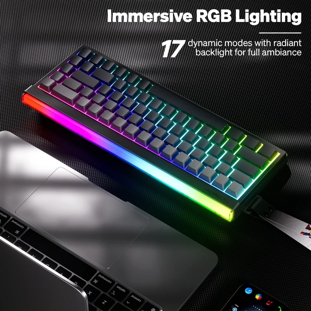 Alt view image 2 of 5 - MEETION Vibekey68 Wireless Gaming Keyboard, 68-Key Tri-Mode RGB, Black