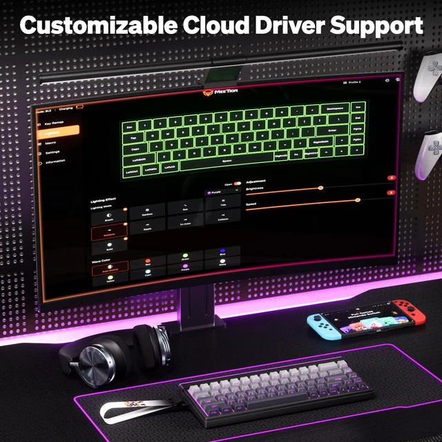 Alt view image 5 of 5 - MEETION Vibekey68 Wireless Gaming Keyboard, 68-Key Tri-Mode RGB, Black