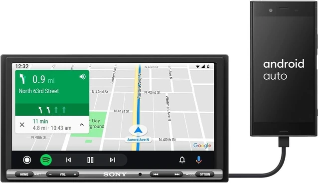 Alt view image 4 of 5 - Sony XAV-AX3200 6.95" CarPlay Android Auto Media Receiver with WebLink Cast, Extra BASS, Backup Camera Bundle