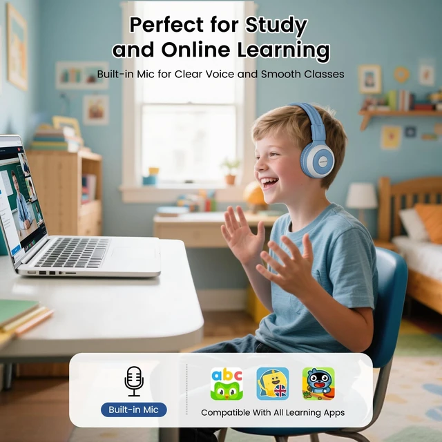 Alt view image 5 of 5 - SIMOLIO Manyshare Kids Wireless Headphones with Case & Mic, Audio Sharing