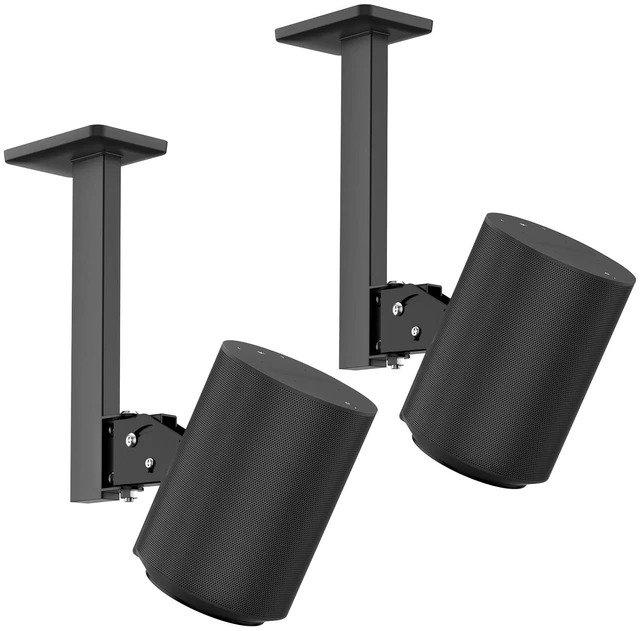 Main image of 2 Pack Speaker Mount for Sonos Era 100 and Era 100 SL Ceiling Mount Tilt +15/-30 & Swivel 90 Adjustable for Sonos Era 100 Mounting for Better Sound Included Screw Kits Easy to Install, Black