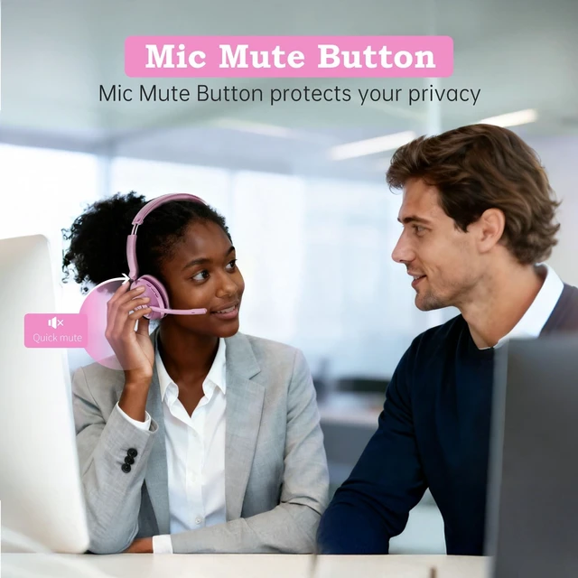 Alt view image 3 of 5 - AxiomEar Bluetooth Wireless Headset with Mic for Work, Advanced Noise Reduction Microphone, Clear Calls - Comfortable On-Ear Headphones, Bluetooth 5.3, Applicable to Laptop, PC, Zoom, Office(Pi