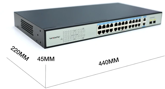 Alt view image 2 of 5 - WIWAV S1628-26G2S-P 28-Port Gigabit PoE Unmanaged Ethernet Switches - Full Duplex LAN Hub for Enterprise, Business, Home, Office, NAS, AP, PoE Surveillance Camera (Built-in 400W, Metal, Plug&Play)