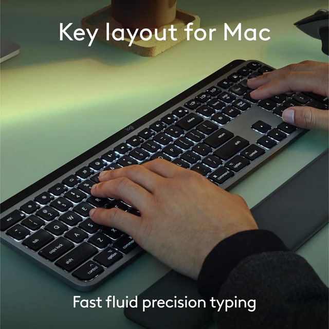 Alt view image 2 of 5 - Logitech MX Keys S Mac Wireless Keyboard Fluid Precise Laptop - Pale Grey