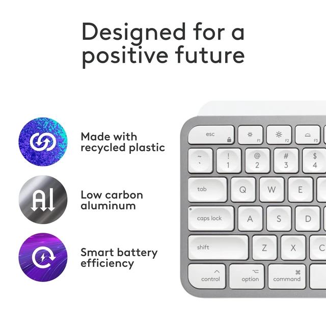 Alt view image 5 of 5 - Logitech MX Keys S Mac Wireless Keyboard Fluid Precise Laptop - Pale Grey